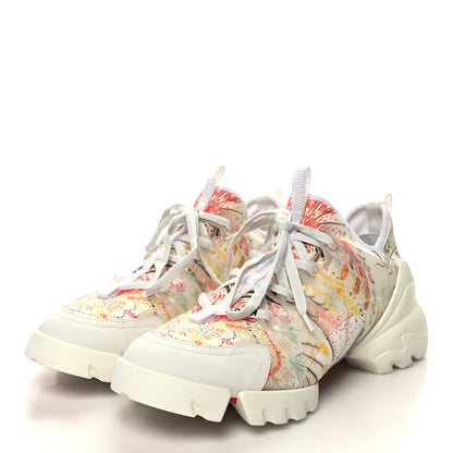 Christian Dior Neoprene Rubber Print Womens D-Connect Sneakers 39 White Red Multicolor 3 of 8
