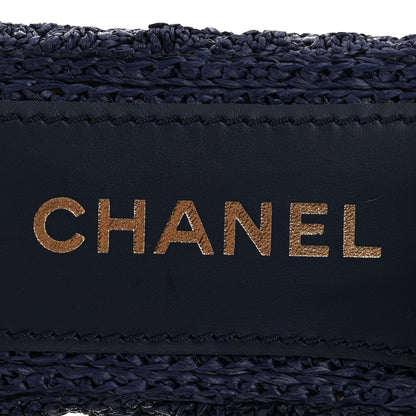 Chanel Braided Cord CC Espadrille Slip On Sandals 38 Navy Blue 8 of 10