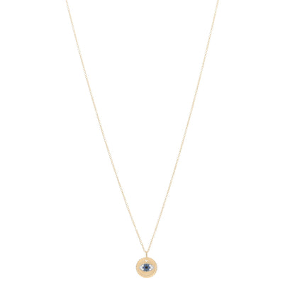 David Yurman 18K Yellow Gold Blue Sapphire Diamond Evil Eye Necklace 1 of 4