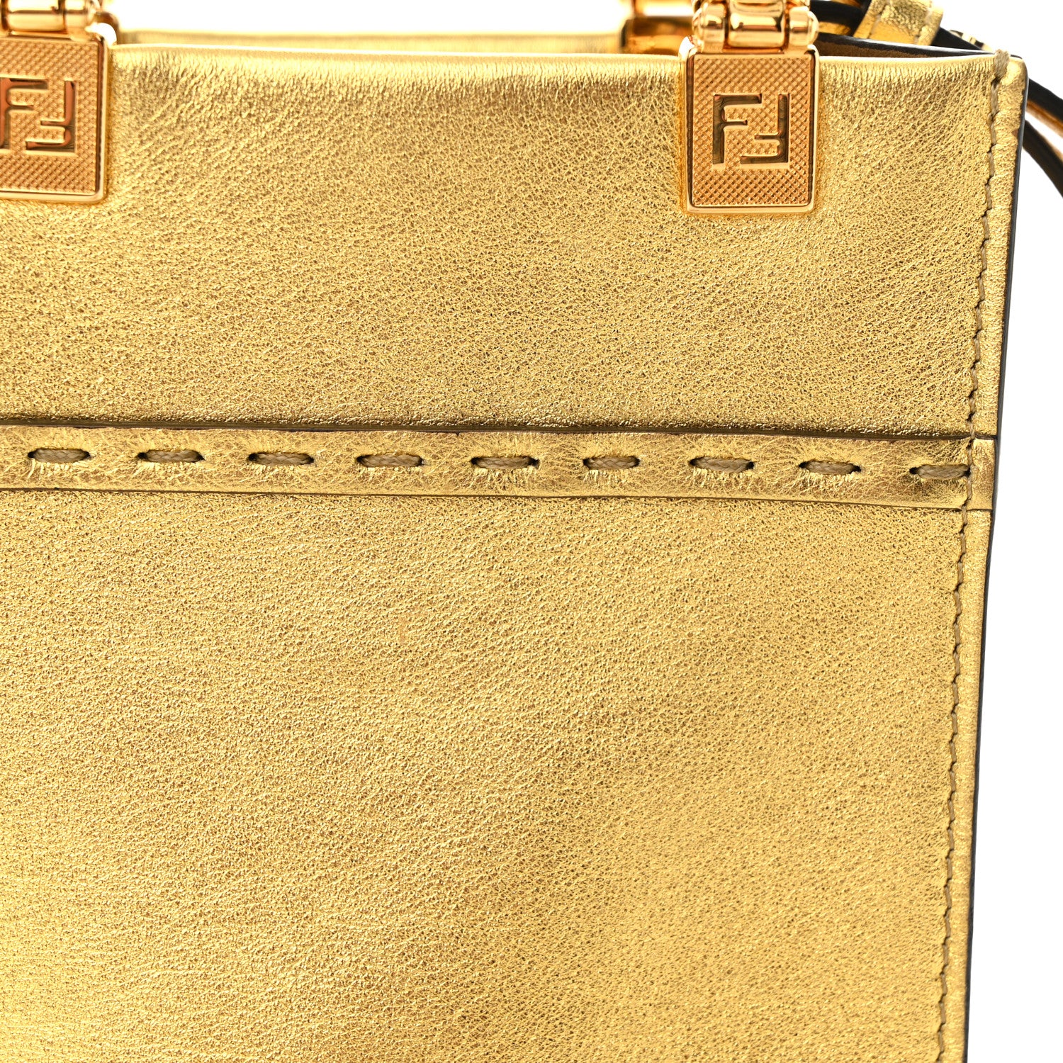 Fendi Vitello Catalan Mirror Plexiglass Mini Fendi Sunshine Shopper Tote Gold 11 of 11