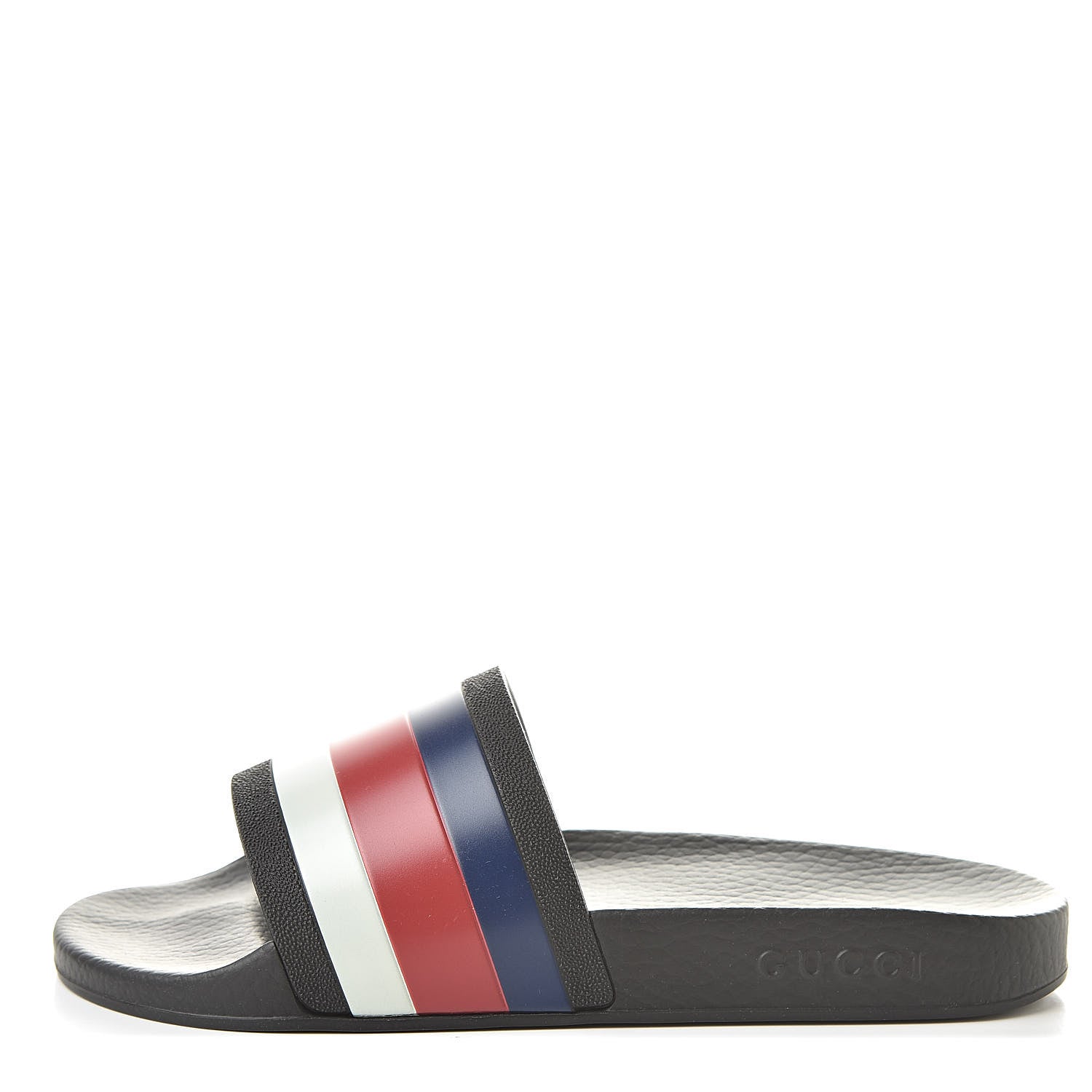 Gucci Rubber Web Mens Pool Slide Sandals 6 Black Mystic White Hibiscus Red Marine 1 of 8