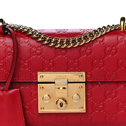 Gucci Guccissima Small Padlock Shoulder Bag Hibiscus Red 12 of 19