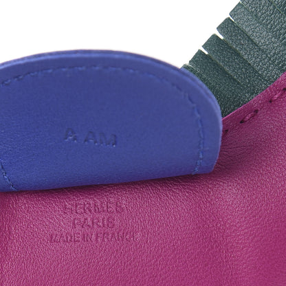 Hermes Milo Lambskin Grigri Rodeo Bag Charm GM Rose Pourpre Malachite Bleu Electrique 3 of 5