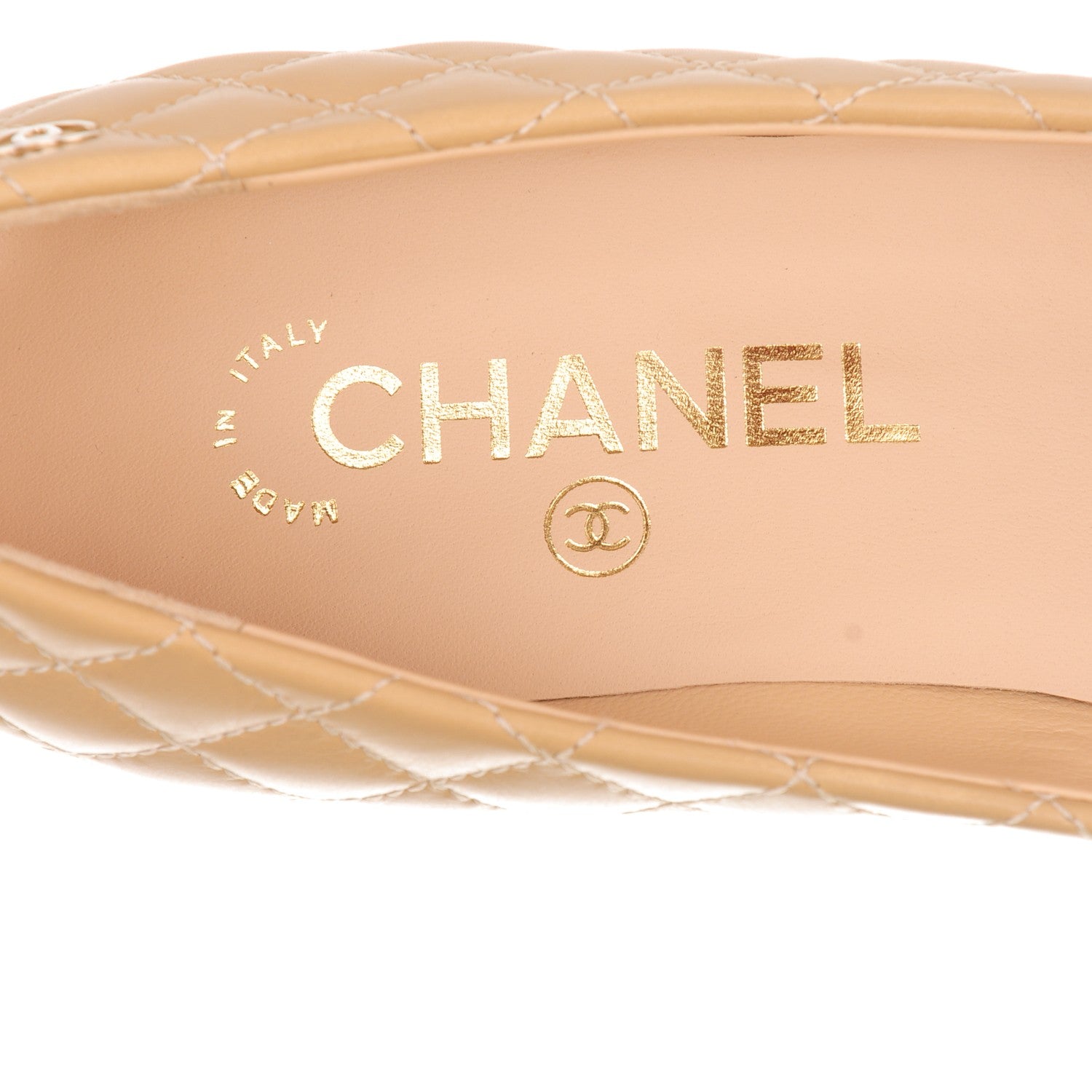 Chanel Calfskin Grosgrain Quilted CC Cap Toe Low Heel Pumps 36 Beige Black 7 of 7