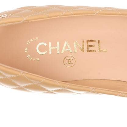 Chanel Calfskin Grosgrain Quilted CC Cap Toe Low Heel Pumps 36 Beige Black 7 of 7