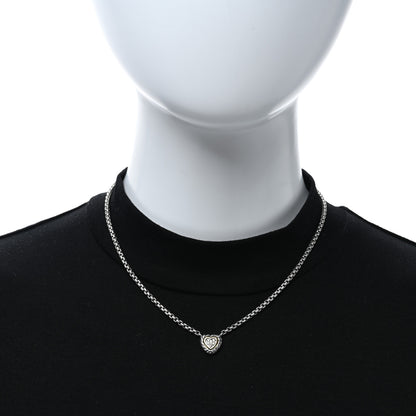 David Yurman Sterling Silver 18K Yellow Gold Diamond Pave Cable Heart Pendant Necklace 2 of 5