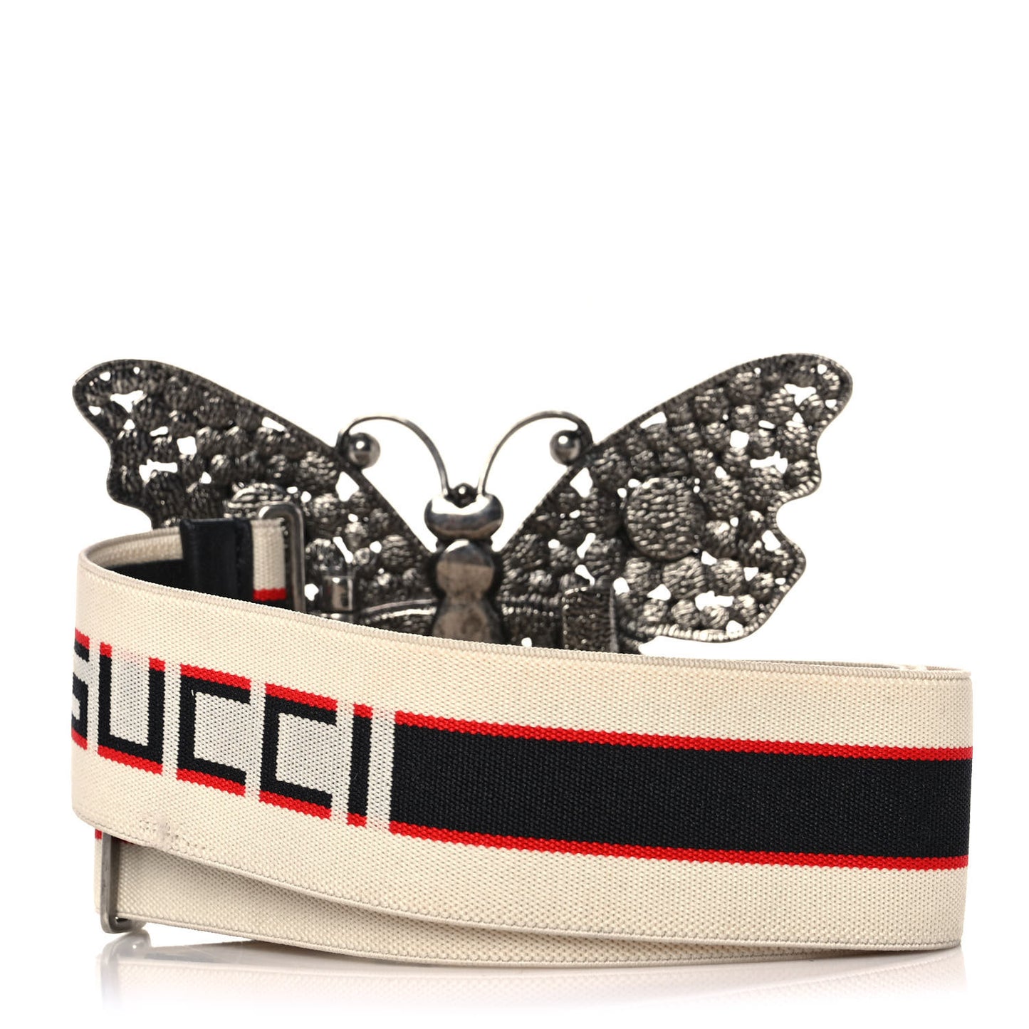 Jacquard Crystal Stripe Butterfly Belt 80 32 White