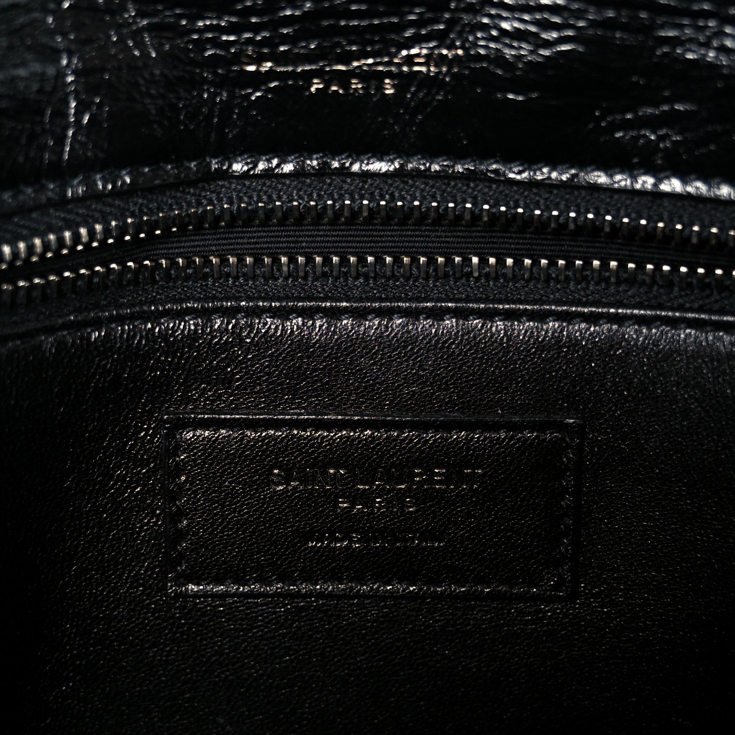 Saint Laurent Crinkled Calfskin Shearling Monogram Medium Niki Chain Satchel Black 6 of 11