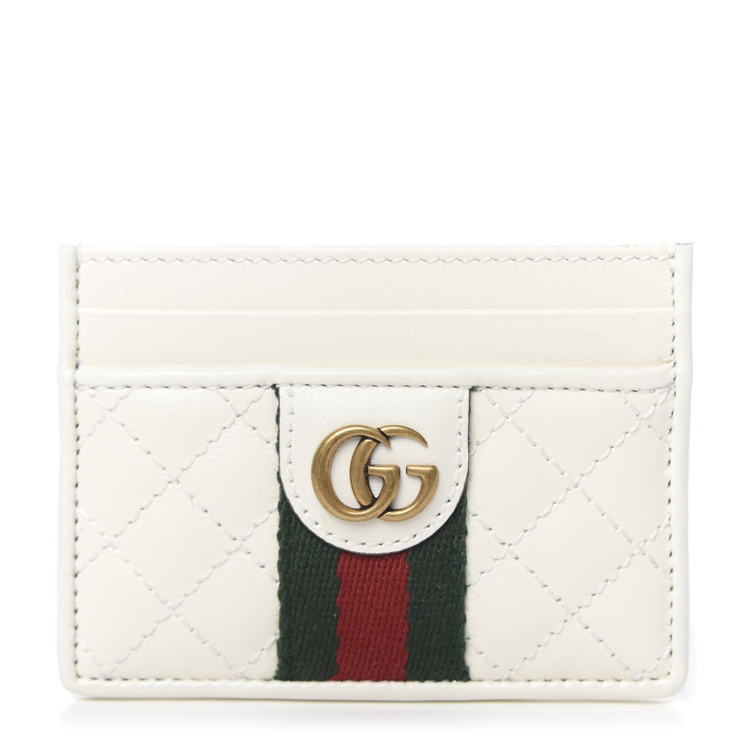 Gucci Calfskin Web Stitched Ophidia Card Holder Off White 1 of 7