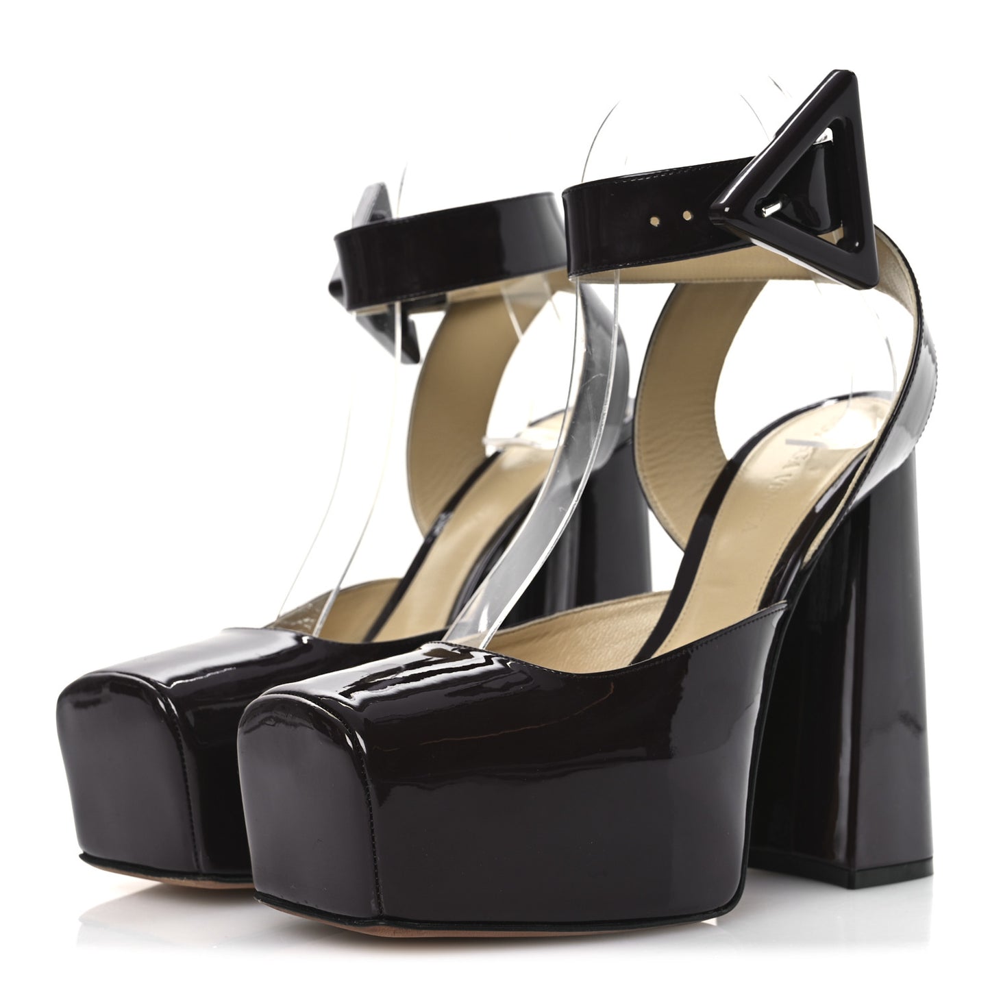 Supergloss Patent Tower 40/140mm Platform Pumps 36 Fondant