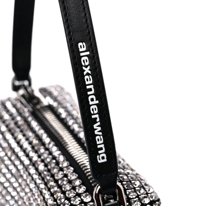 Alexander Wang Mesh Crystal Rhinestone Mini Heiress Pouch Black Silver 9 of 10