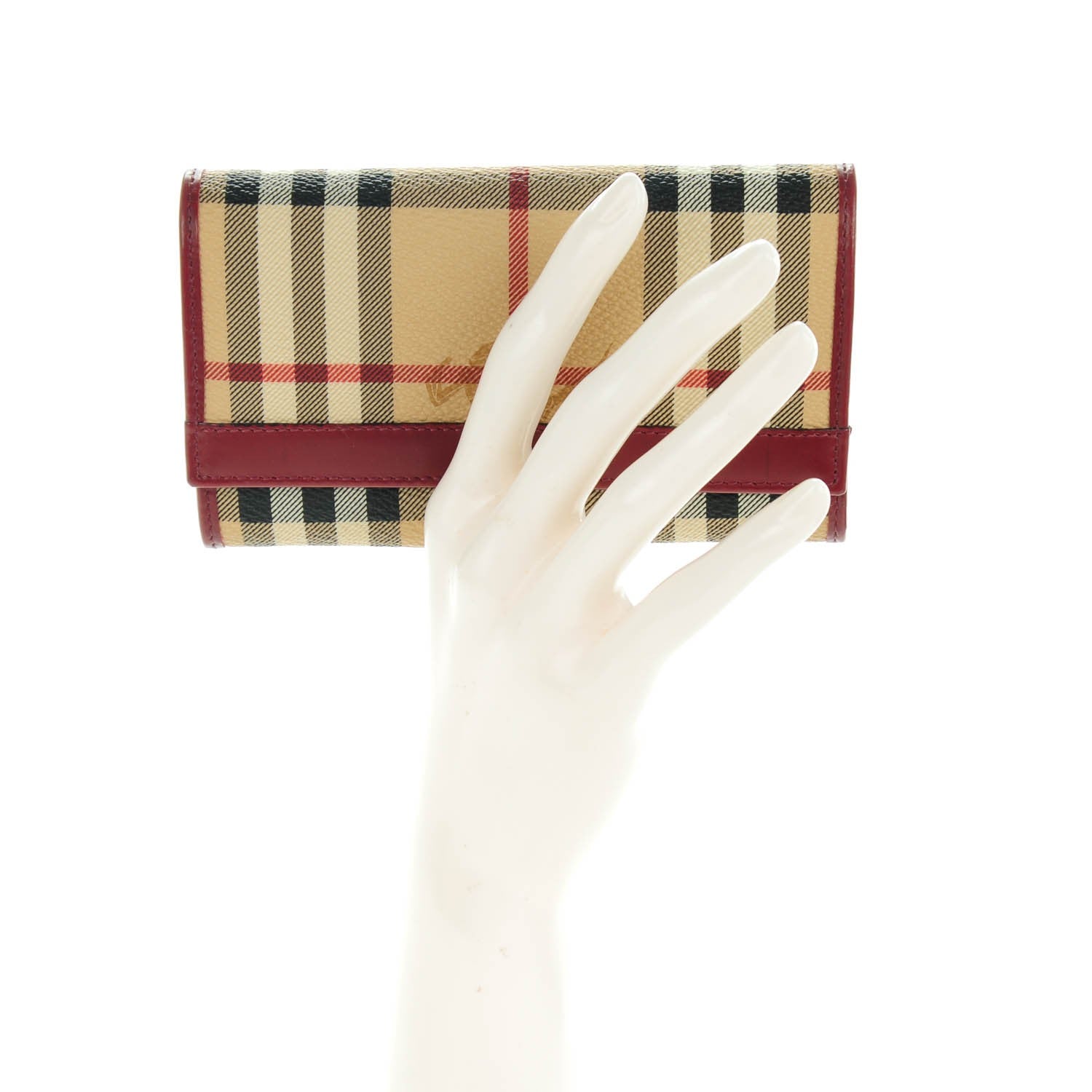 Burberry Haymarket Check Continental Wallet Red 2 of 8