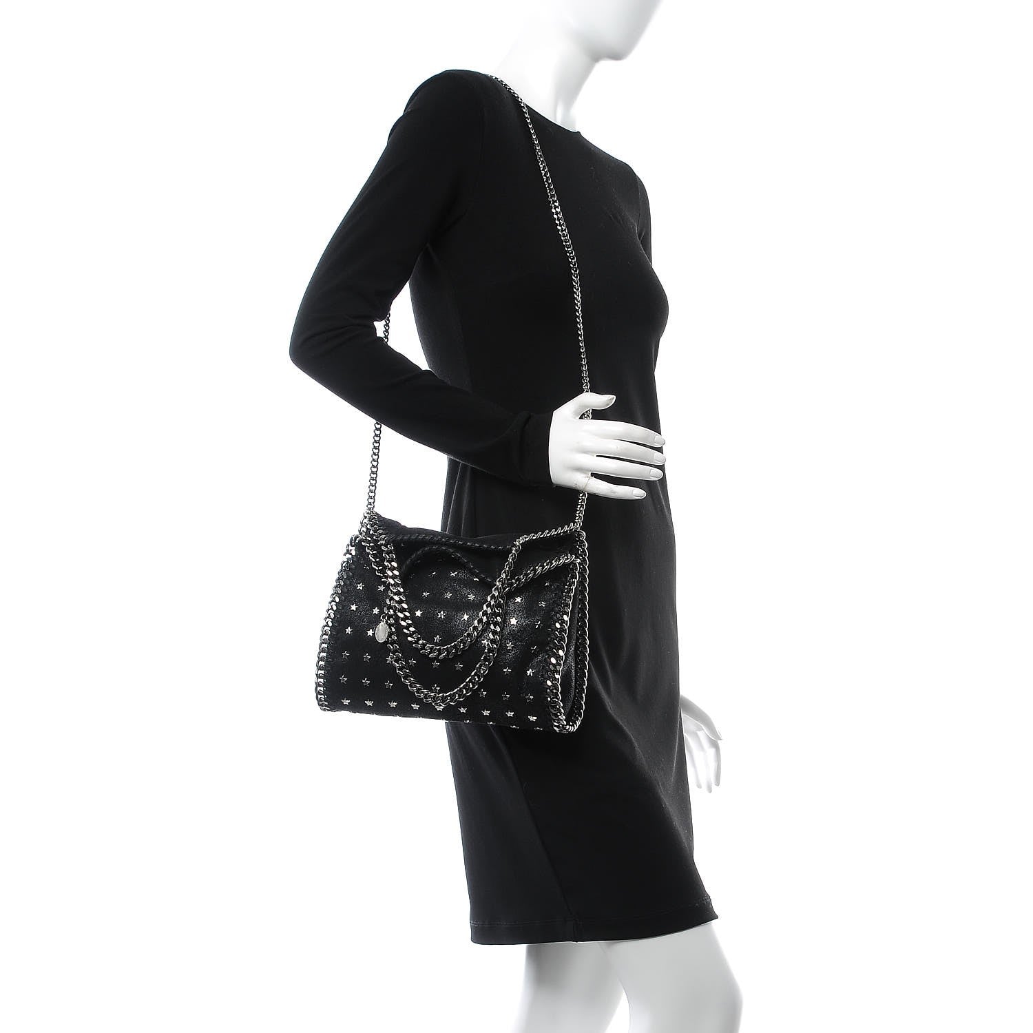 Stella McCartney Shaggy Deer Star Studded Mini Falabella Fold Over Tote Black 2 of 7