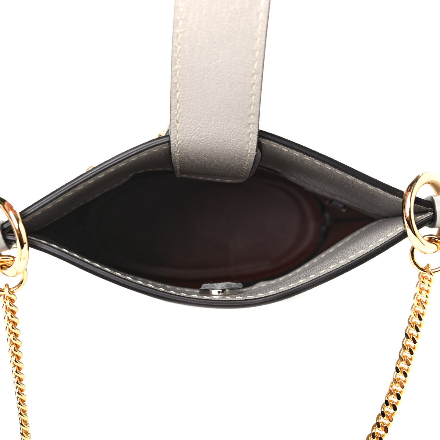 Shiny Calfskin Goatskin Mini Aby Bi-Color Bucket Light Eucalyptus