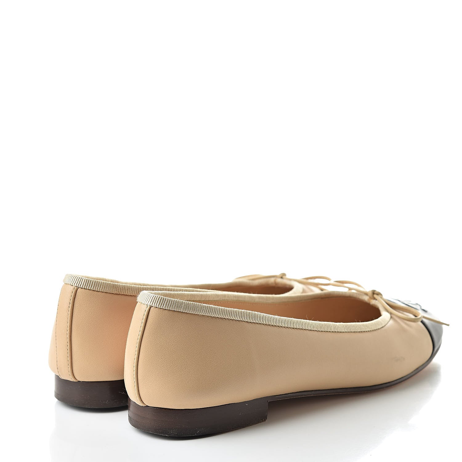 Chanel Lambskin Cap Toe CC Ballerina Flats 36 Beige Black 4 of 18