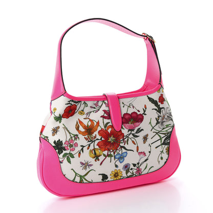 Gucci Canvas Flora Medium Jackie Hobo Fuchsia 3 of 10