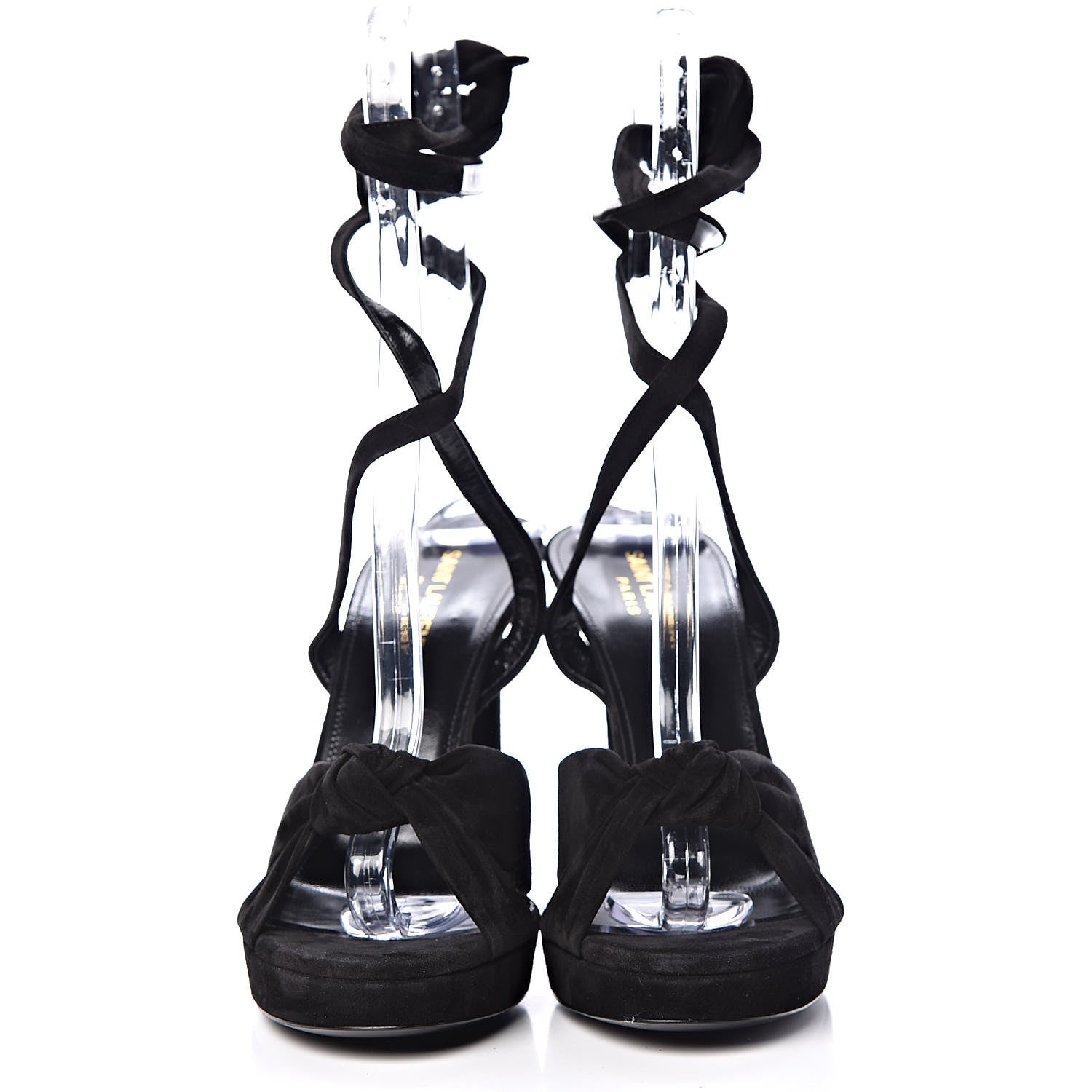 Saint Laurent Suede Hall 85 Platform Sandals 39.5 Black 2 of 12