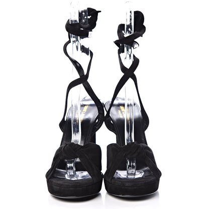 Saint Laurent Suede Hall 85 Platform Sandals 39.5 Black 2 of 12