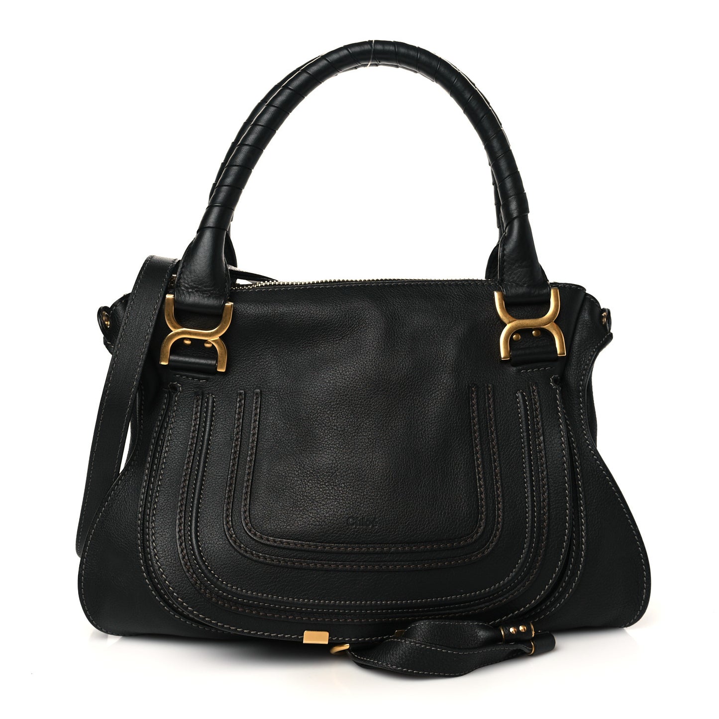 Calfskin Medium Marcie Satchel Black