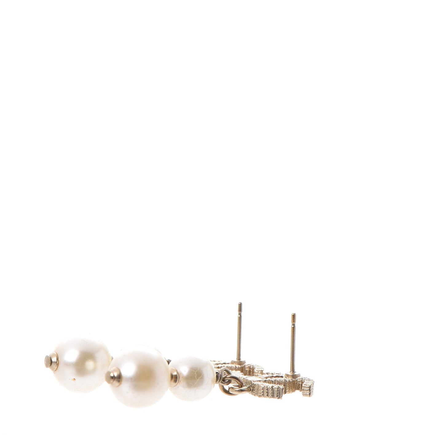 Pearl CC Drop Earrings Gold