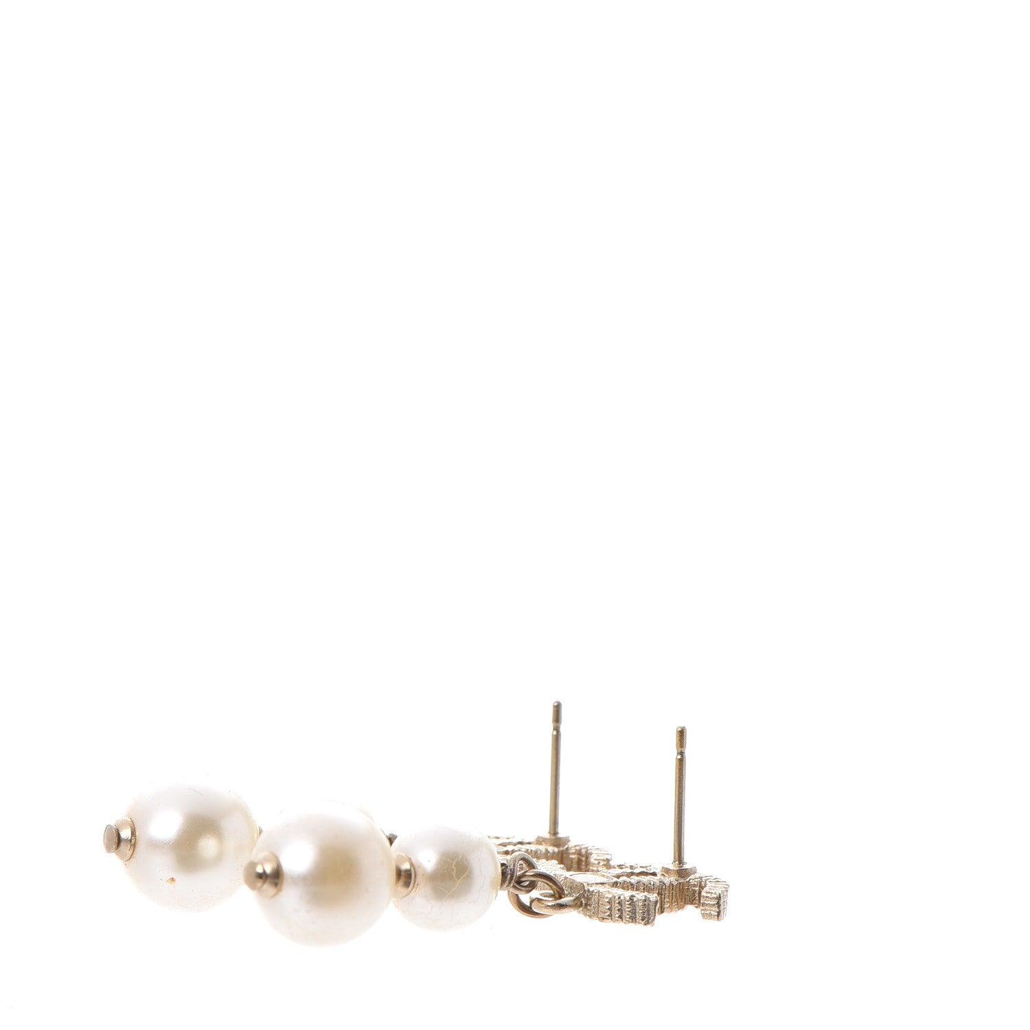 Chanel Pearl CC Drop Earrings Gold 4 of 7