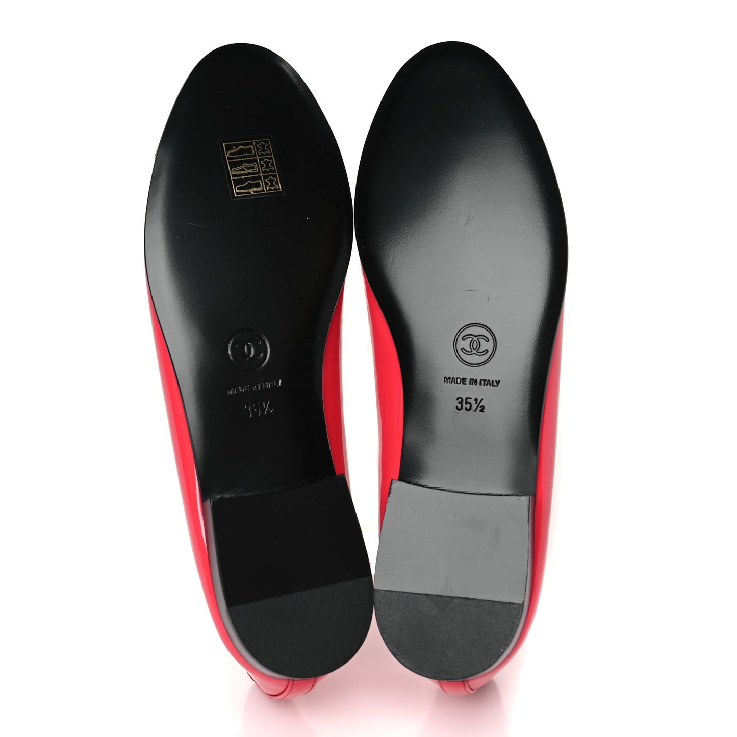 Patent Calfskin CC Cap Toe Ballerina Flats 35.5 Coral