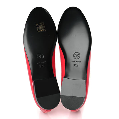 Chanel Patent Calfskin CC Cap Toe Ballerina Flats 35.5 Coral 6 of 9