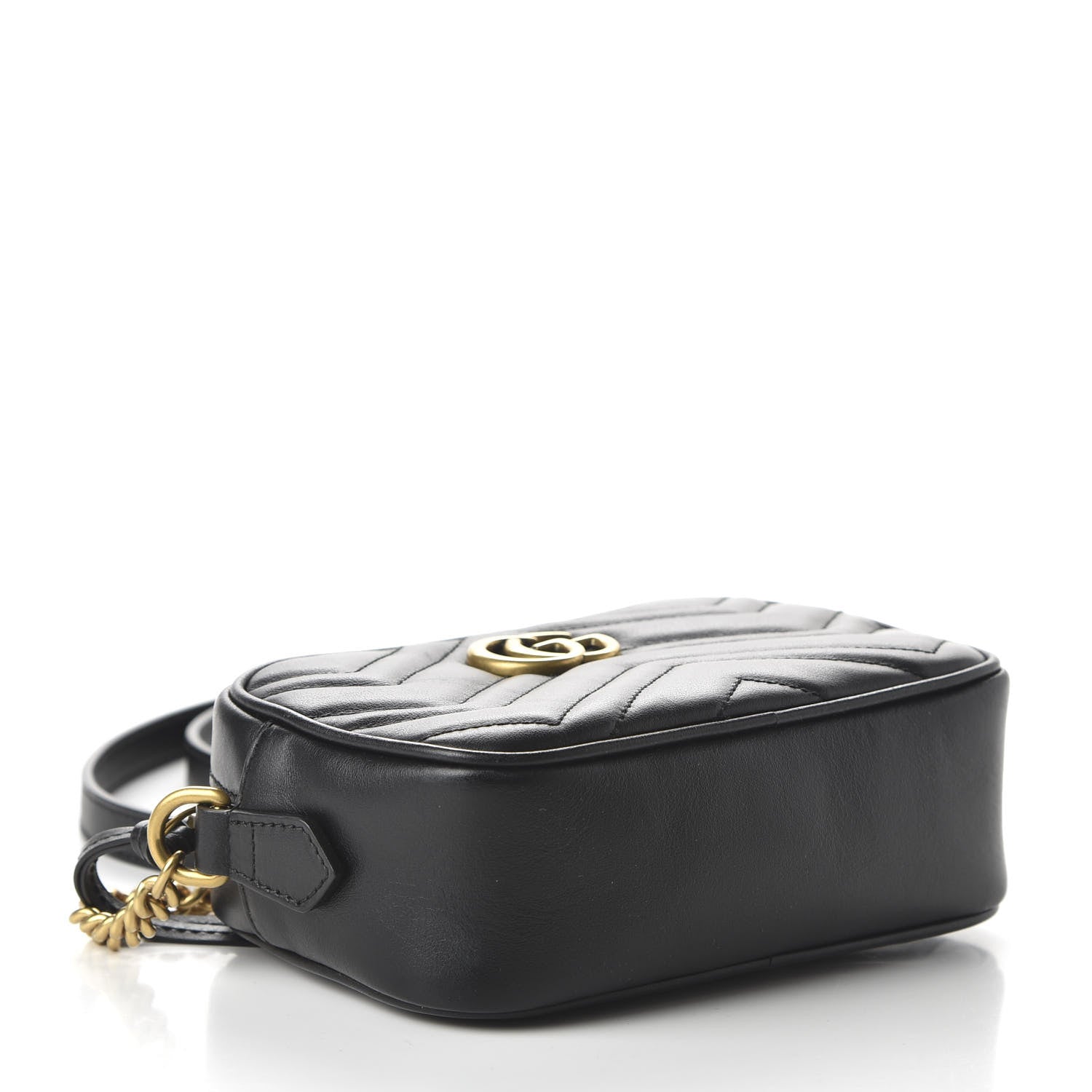 Gucci Calfskin Matelasse Mini GG Marmont Chain Shoulder Bag Black 4 of 10
