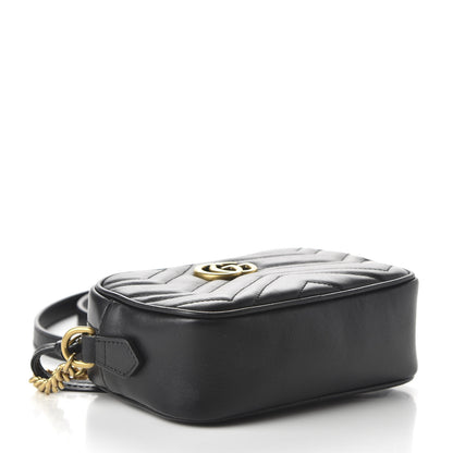 Gucci Calfskin Matelasse Mini GG Marmont Chain Shoulder Bag Black 4 of 10