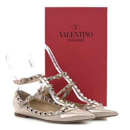 Valentino Garavani Patent Rockstud Cage Ballerina Flats 37 Poudre 10 of 10
