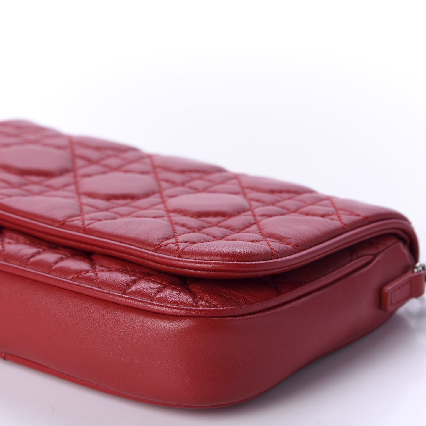 Lambskin Cannage Lady Dior Pochette Red