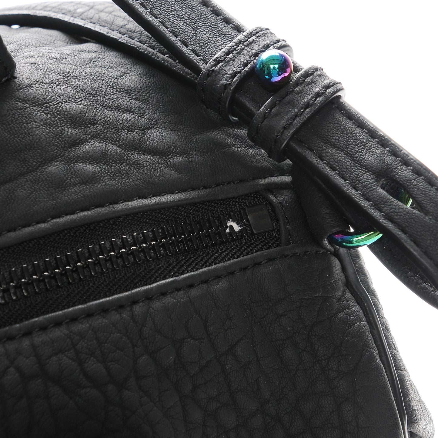 Pebbled Lambskin Rocco Matte Black Iridescent Hardware