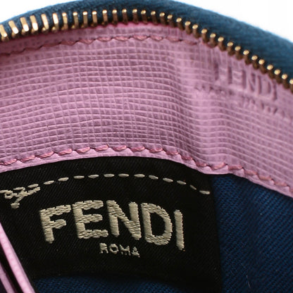 Fendi Vitello Elite Crystal Eye Monster Mini Zip Around Wallet Cobalt Lavender Pink 8 of 8