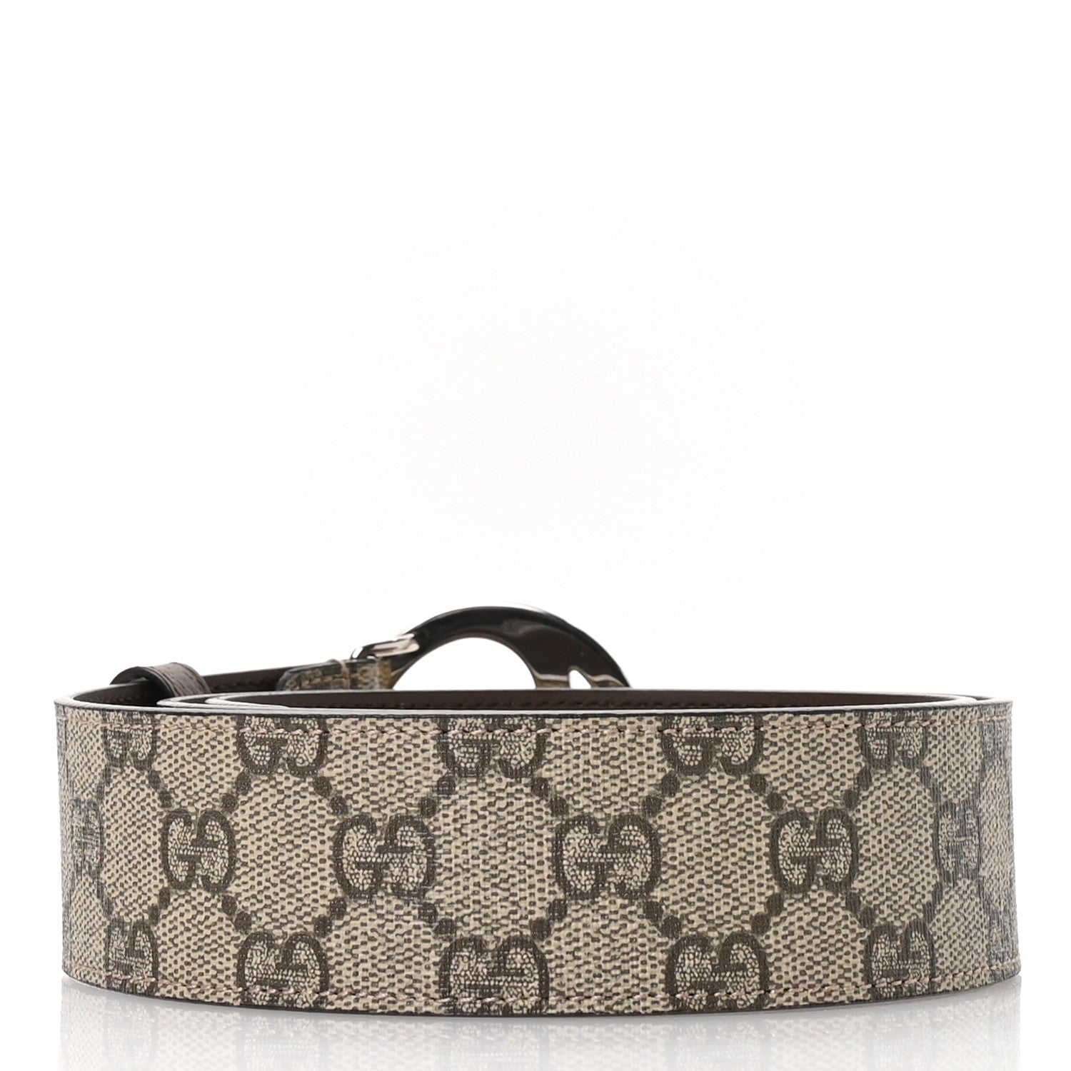 Gucci GG Supreme Monogram Textured Dollar Calfskin Blondie 40mm Belt 85 34 Beige Ebony New Acero 2 of 4