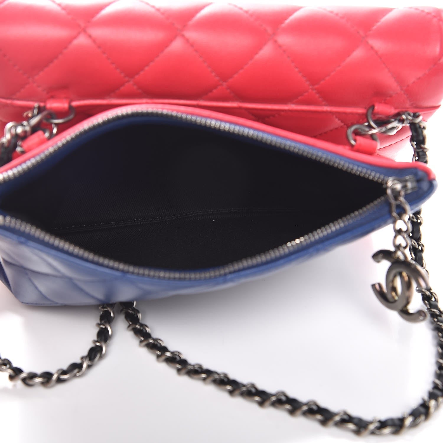 Chanel Lambskin Quilted Tri-color Crossbody Bag Dark Pink 8 of 9