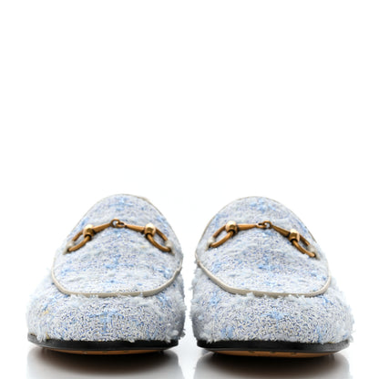 Gucci Wool Tweed Horsebit Womens Jordaan Loafers 36.5 Light Blue White Mystic White 2 of 8