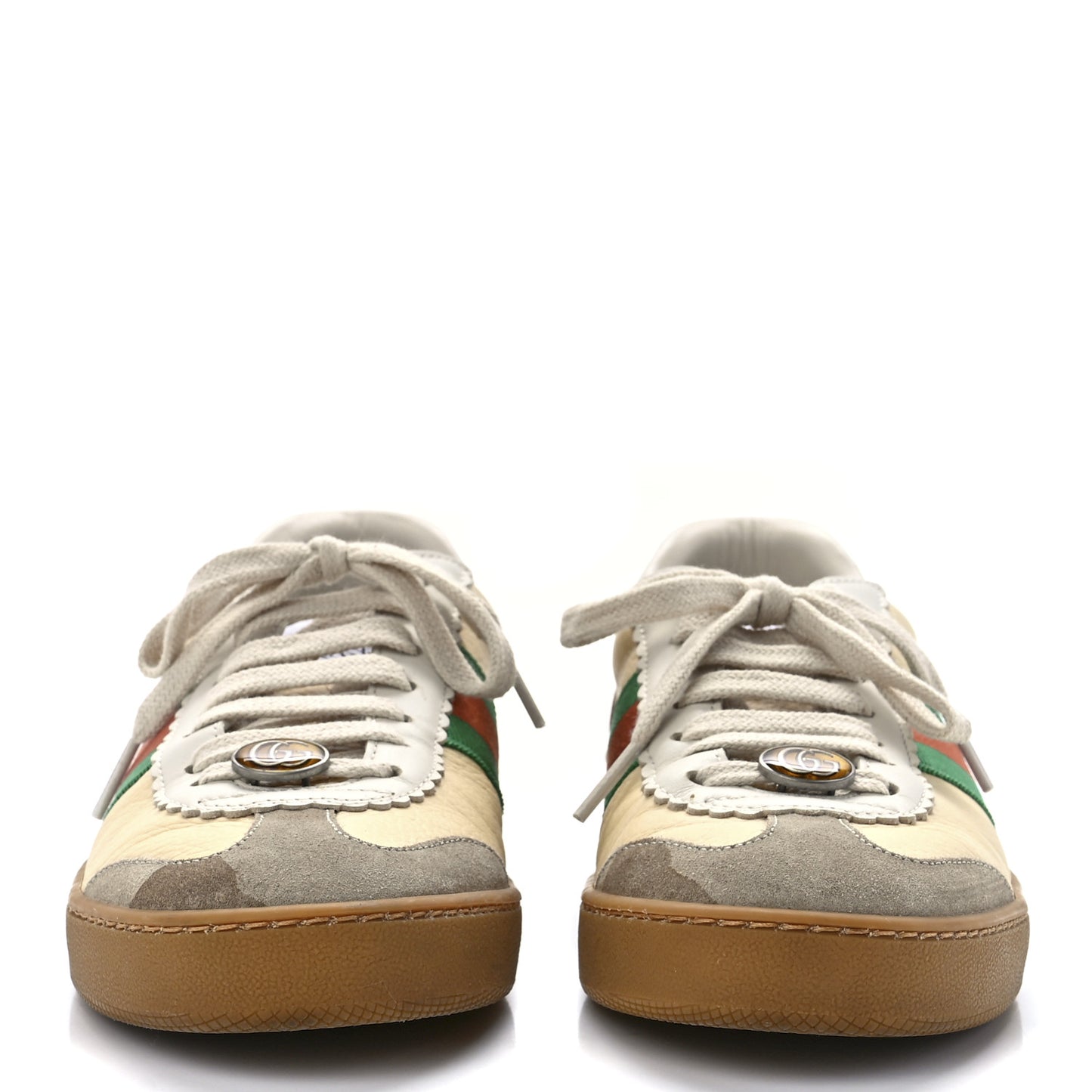 Calfskin Suede Web G74 Sneakers 37 Oatmeal Burro New Mystic White