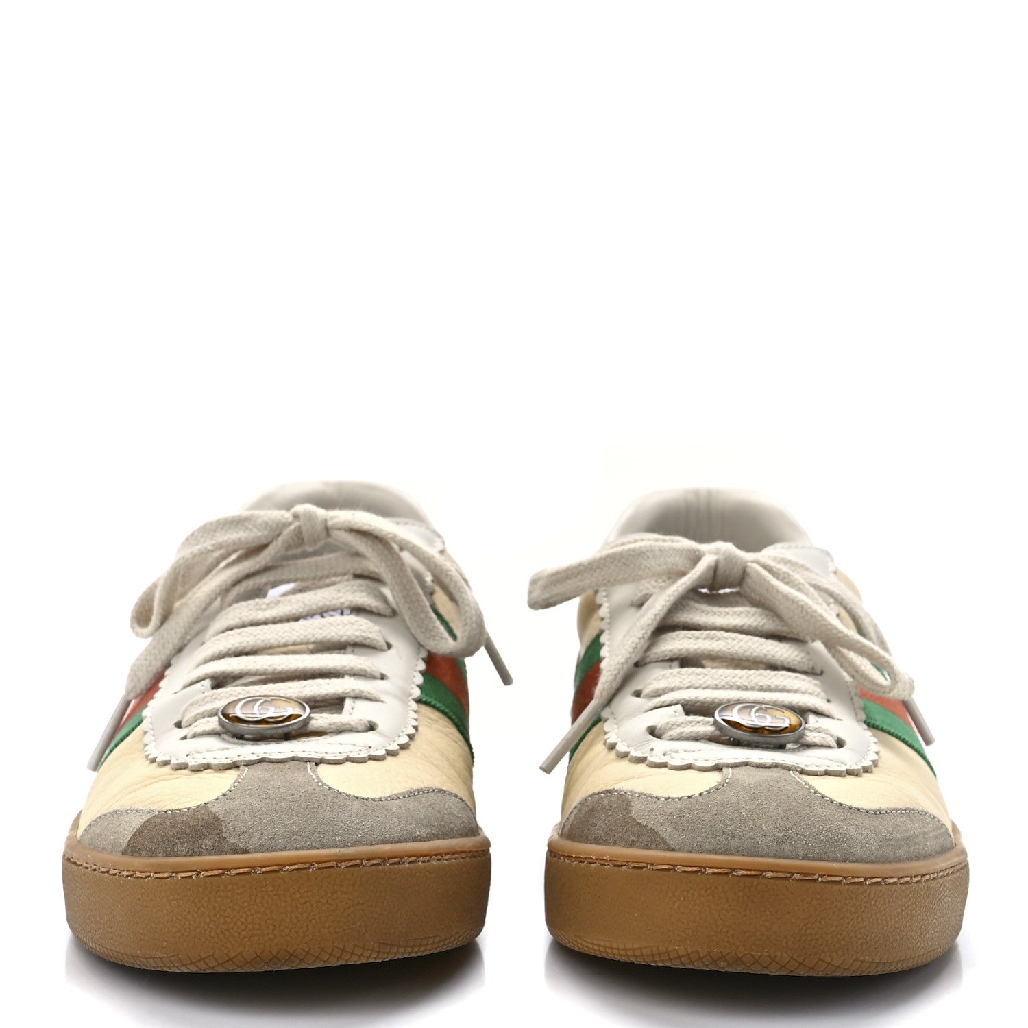 Gucci Calfskin Suede Web G74 Sneakers 37 Oatmeal Burro New Mystic White 2 of 8