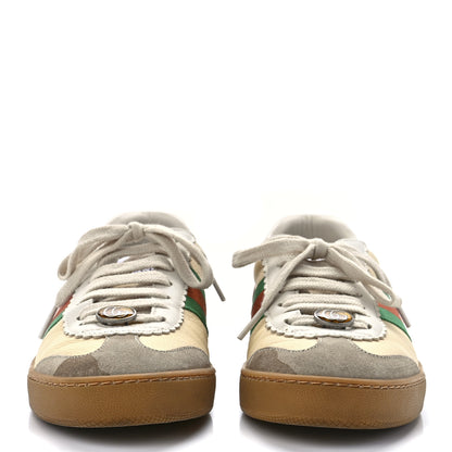 Gucci Calfskin Suede Web G74 Sneakers 37 Oatmeal Burro New Mystic White 2 of 8
