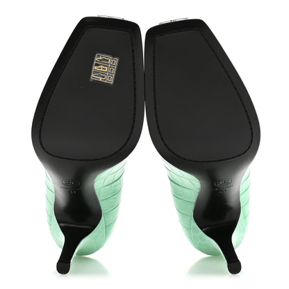 Chanel Crocodile Embossed Patent Calfskin Pumps 41 Green Black 6 of 9