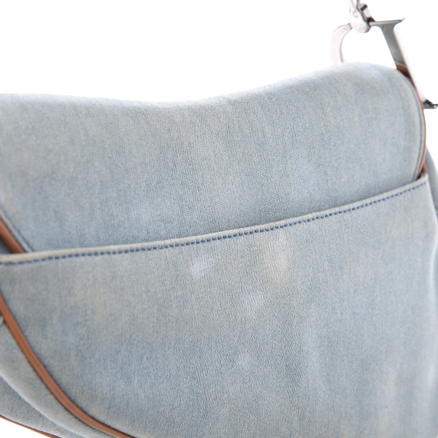 Denim Calfskin Saddle Bag Blue