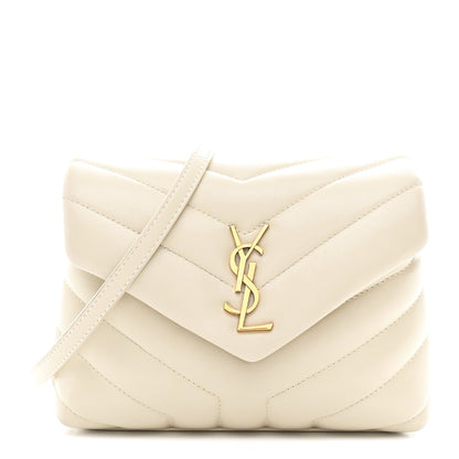 Saint Laurent Calfskin Y Quilted Monogram Toy Loulou Crossbody Bag Crema Soft 1 of 12
