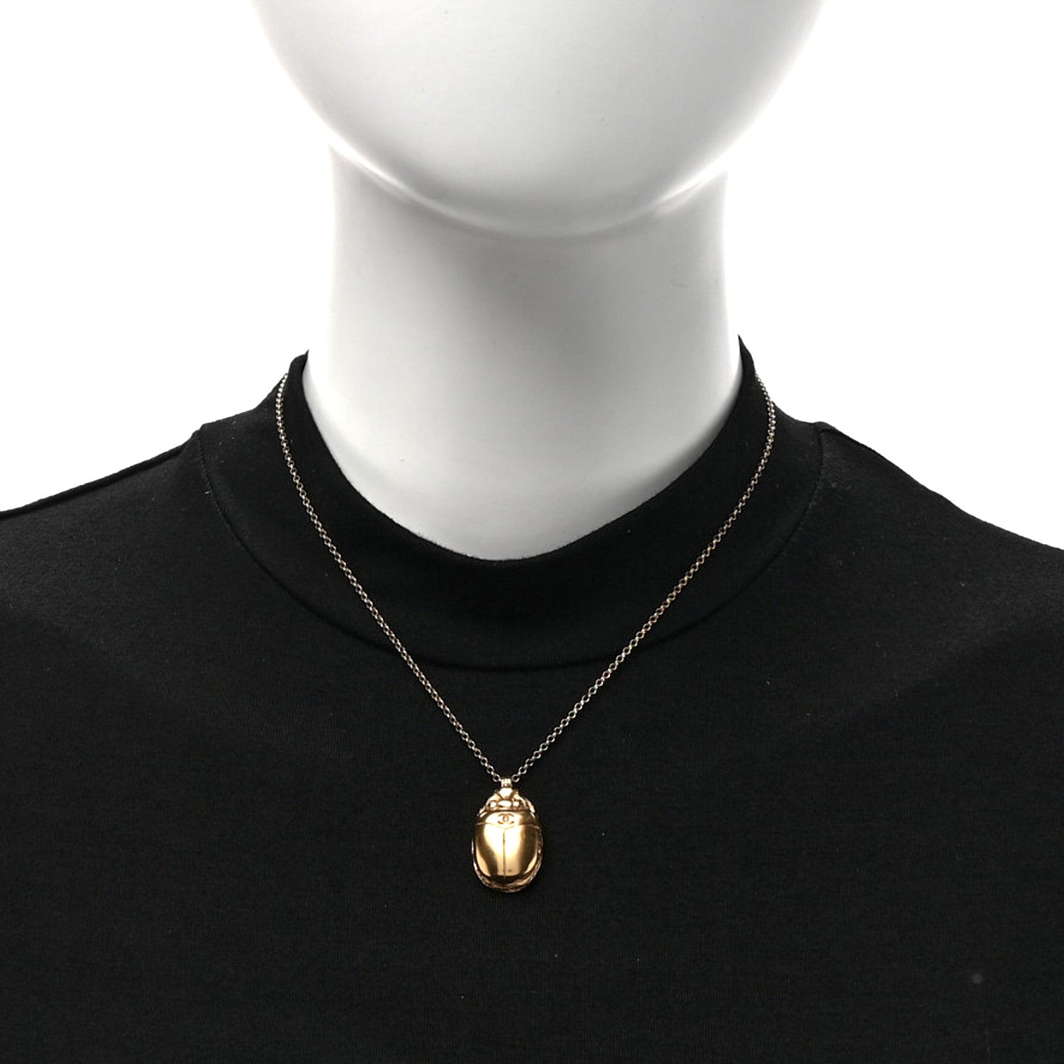 Chanel Metal Scarab CC Locket Necklace Gold 2 of 7
