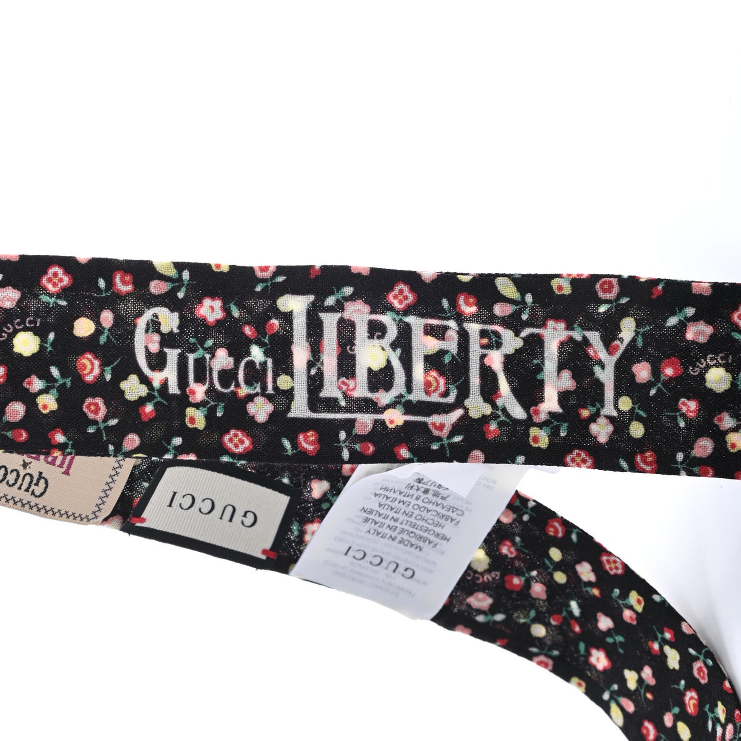 X LIBERTY OF LONDON Wool Floral Print Neck Bow Scarf Black