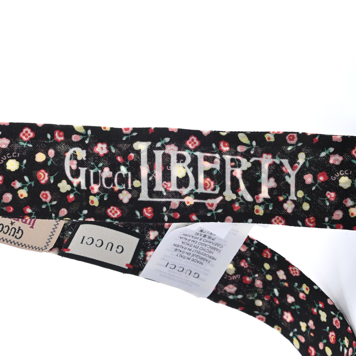 Gucci X LIBERTY OF LONDON Wool Floral Print Neck Bow Scarf Black 5 of 5