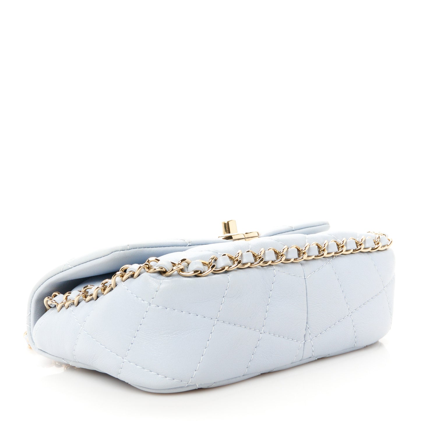 Lambskin Quilted Chain Around Flap Light Grey