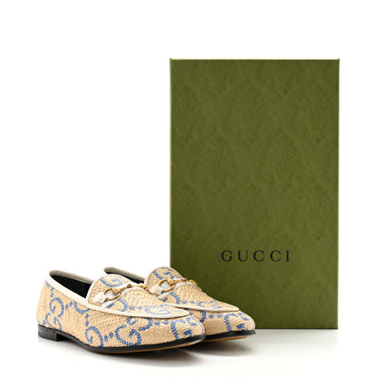 Gucci Raffia Horsebit Womens Jordaan Loafers 36 Natural Royale Mystic White 10 of 10