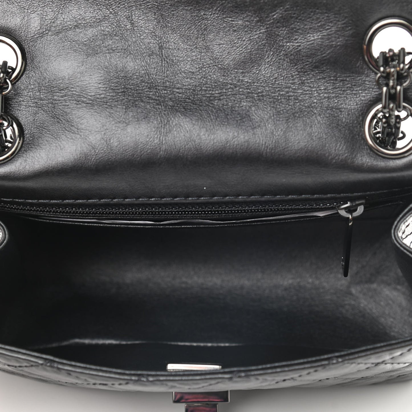 Aged Calfskin Quilted 2.55 Reissue Mini Flap So Black