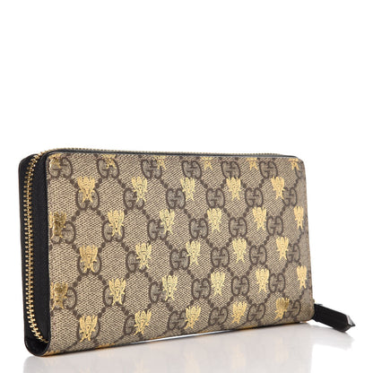 Gucci GG Supreme Monogram Bees Zip Around Wallet 3 of 8