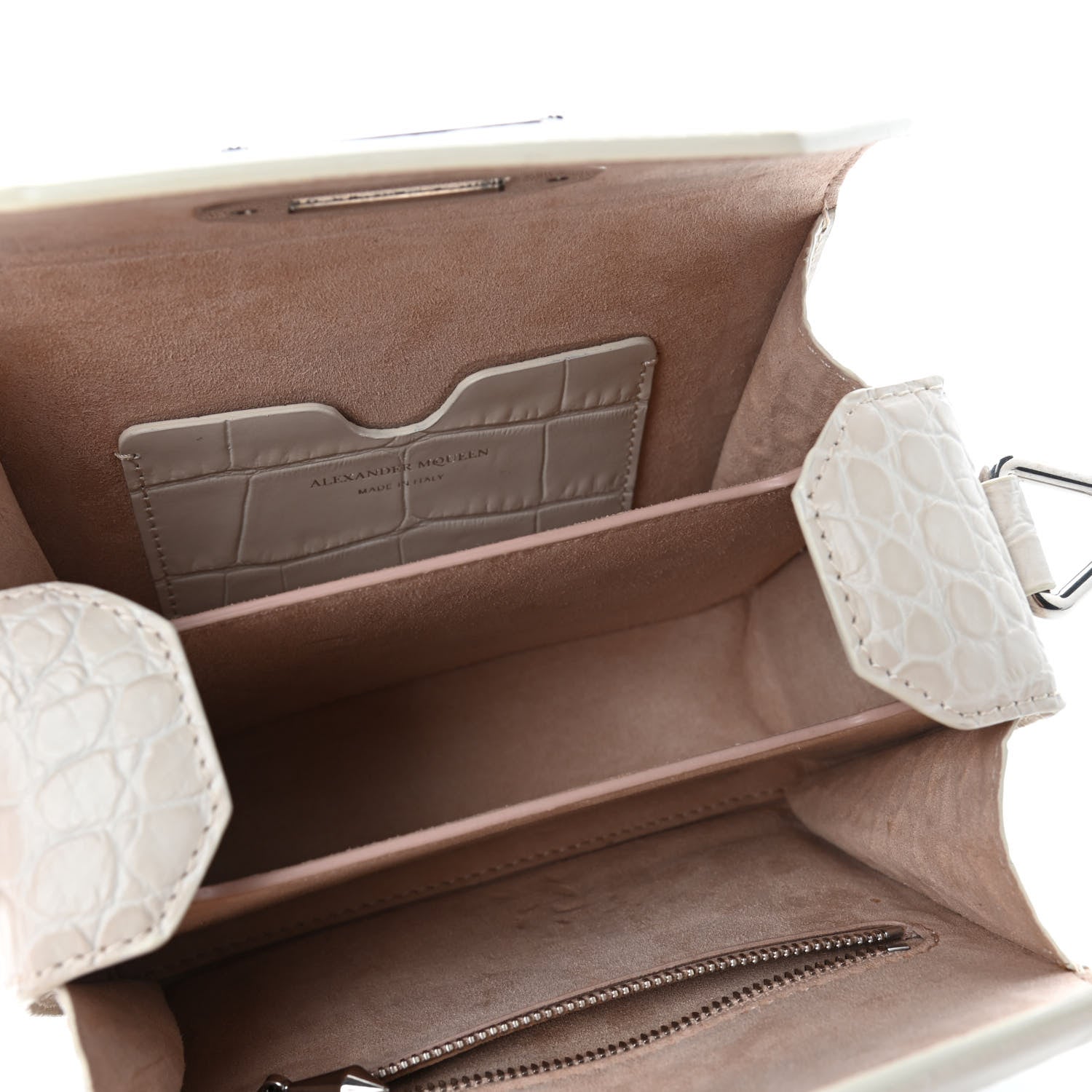 Alexander McQueen Calfskin Crocodile Embossed Box Shoulder Bag 16 Cream 4 of 4